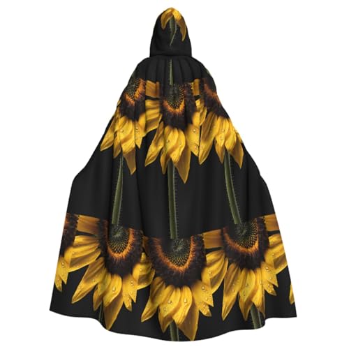 Halloween Zauberer Hexe Kapuzenmantel Umhang Weihnachten Hoodies Umhang Cosplay für Erwachsene Männer Frauen Urlaub Gastgeschenke Partyzubehör Kleider Kleidung Kostüm – Gelbe Sonnenblume von YBAOFU
