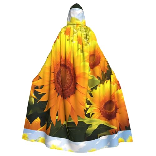 Halloween Zauberer Hexe Kapuzenmantel Umhang Weihnachten Hoodies Umhang Cosplay für Erwachsene Männer Frauen Urlaub Gastgeschenke Partyzubehör Kleider Kleidung Kostüm – Gelbe Sonnenblume von YBAOFU