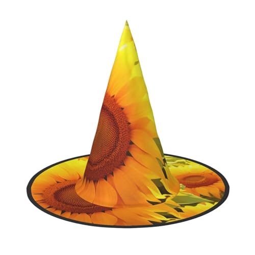 Hexenhut für Damen, spitz, faltbar, für Halloween-Party-Dekoration, 1 Stück, gelbe Sonnenblume Hexenhut für Damen, spitz, faltbar, für Halloween-Party-Dekoration, 1 Stück, gelbe Sonnenblume von YBAOFU