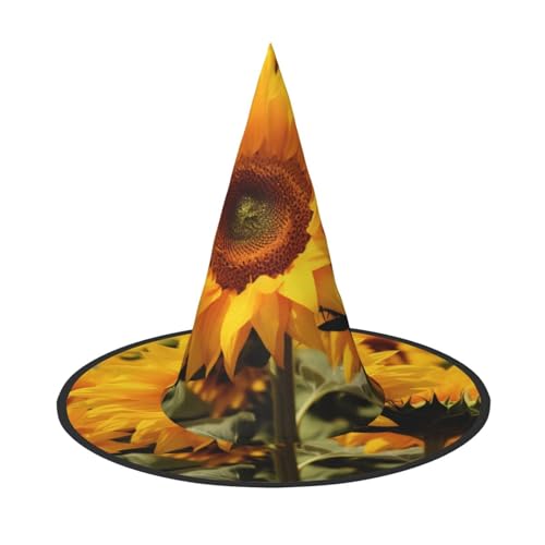 Hexenhut für Damen, spitz, faltbar, für Halloween-Party-Dekoration, 1 Stück, gelbes Sonnenblumenfeld Hexenhut für Damen, spitz, faltbar, für Halloween-Party-Dekoration, 1 Stück, gelbes Sonnenblumenfeld von YBAOFU