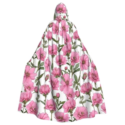 YBAOFU Halloween Hexe Zauberer Kapuzenumhang mit Kapuze Umhang Weihnachten Cosplay Umhang Erwachsene Männer Frauen Gastgeschenke Partyzubehör Kleidung Kostüm - Pfingstrose von YBAOFU