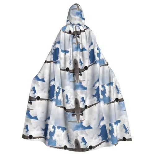 YBAOFU Halloween Zauberer Hexe Kapuzenmantel Umhang Weihnachten Hoodies Umhang Cosplay für Erwachsene Männer Frauen Urlaub Gastgeschenke Partyzubehör Kleider Kleidung Kostüm – Flugzeugkunst von YBAOFU