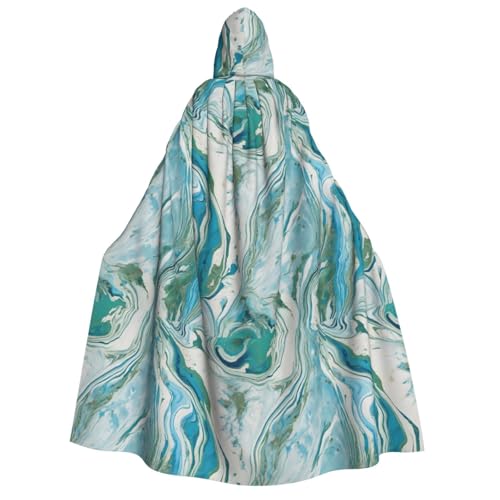 YBAOFU Halloween Zauberer Hexe Kapuzenmantel Umhang Weihnachten Hoodies Umhang Cosplay für Mode Männer Frauen Urlaub Gastgeschenke Partyzubehör Kleider Kleidung Kostüm – Blaugrün und Gold Marmor von YBAOFU