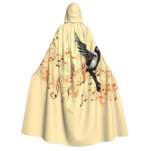 YBAOFU Halloween Zauberer Hexe Kapuzenmantel Umhang Weihnachten Hoodies Umhang Cosplay für Mode Männer Frauen Urlaub Gastgeschenke Partyzubehör Kleider Kleidung Kostüm – Fliegender Vogel Musiknoten von YBAOFU