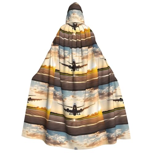 YBAOFU Halloween Zauberer Hexe Kapuzenmantel Umhang Weihnachten Hoodies Umhang Cosplay für Mode Männer Frauen Urlaub Gastgeschenke Partyzubehör Kleider Kleidung Kostüm – Flugzeug von YBAOFU