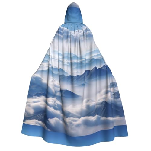 YBAOFU Halloween Zauberer Hexe Kapuzenmantel Umhang Weihnachten Hoodies Umhang Cosplay für Mode Männer Frauen Urlaub Gastgeschenke Partyzubehör Kleider Kleidung Kostüm – Landschaft mit Bergen und von YBAOFU