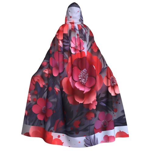 YBAOFU Halloween Zauberer Hexe Kapuzenmantel Umhang Weihnachten Hoodies Umhang Cosplay für Mode Männer Frauen Urlaub Gastgeschenke Partyzubehör Kleider Kleidung Kostüm – Rote Blumen von YBAOFU
