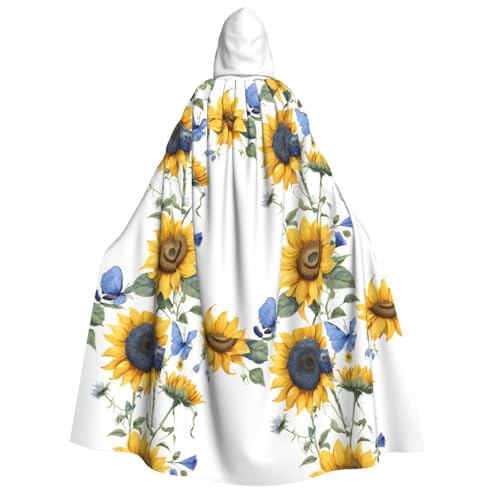 YBAOFU Halloween Zauberer Hexe Kapuzenmantel Umhang Weihnachten Hoodies Umhang Cosplay für Mode Männer Frauen Urlaub Gastgeschenke Partyzubehör Kleider Kleidung Kostüm – Sonnenblumen von YBAOFU
