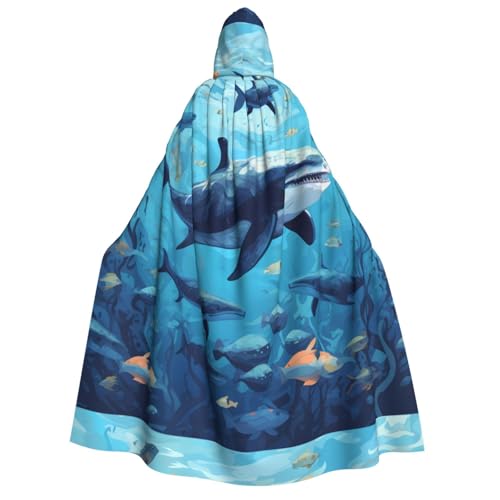 YBAOFU Halloween Zauberer Hexe Kapuzenmantel Umhang Weihnachten Hoodies Umhang Cosplay für Mode Männer Frauen Urlaub Gastgeschenke Partyzubehör Kleider Kleidung Kostüm – Wal und Oktopus von YBAOFU