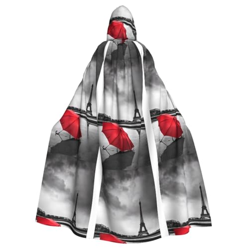YBAOFU Halloween Zauberer Hexe Mit Kapuze Robe Mantel, Weihnachten Hoodies Cape Cosplay für Erwachsene Männer Frauen Urlaub Bevorzugungen Partybedarf Kleider Kleidung Kostüm - Eiffelturm Paris Straße von YBAOFU