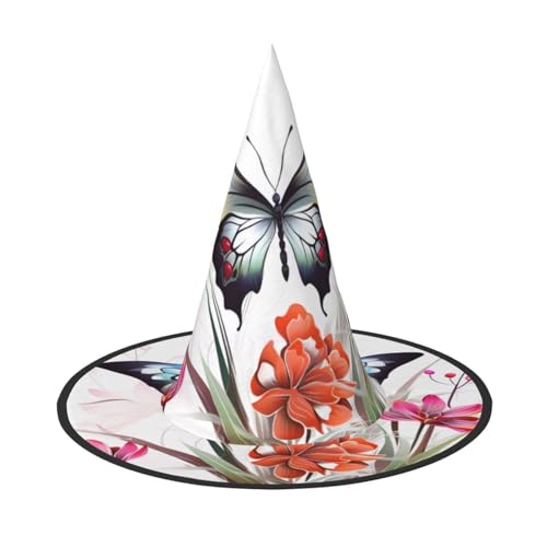 YBAOFU Hexenhut Damen spire spitze faltbare Kappe für Halloween Party Dekoration, 1 Stück - Blumenschmetterling YBAOFU Hexenhut Damen spire spitze faltbare Kappe für Halloween Party Dekoration, 1 Stück - Blumenschmetterling von YBAOFU