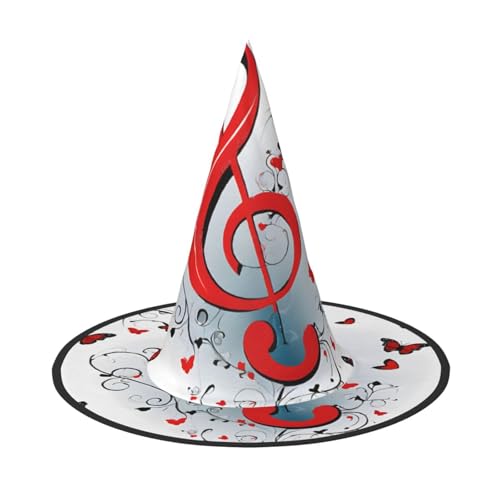 YBAOFU Hexenhut Damen spire spitze faltbare Kappe für Halloween Party Dekoration - Musik Muster YBAOFU Hexenhut Damen spire spitze faltbare Kappe für Halloween Party Dekoration - Musik Muster von YBAOFU