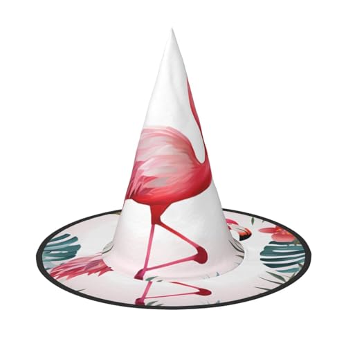 YBAOFU Hexenhut für Damen, spitz, faltbar, für Halloween-Party-Dekoration, 1 Stück, Blumenmuster mit Flamingo von YBAOFU