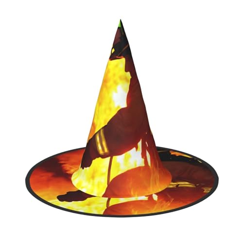 YBAOFU Hexenhut für Damen, spitz, faltbar, für Halloween-Party-Dekoration, 1 Stück, Feuerwehrmann, Flamme YBAOFU Hexenhut für Damen, spitz, faltbar, für Halloween-Party-Dekoration, 1 Stück, Feuerwehrmann, Flamme von YBAOFU
