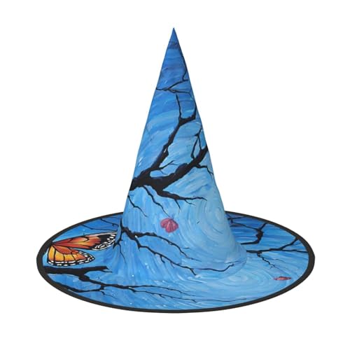 YBAOFU Hexenhut für Damen, spitz, faltbar, für Halloween-Party-Dekoration, 1 Stück, Kunst-blaue Libelle YBAOFU Hexenhut für Damen, spitz, faltbar, für Halloween-Party-Dekoration, 1 Stück, Kunst-blaue Libelle von YBAOFU