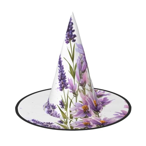 YBAOFU Hexenhut für Damen, spitz, faltbar, für Halloween-Party-Dekoration, 1 Stück, Lavendelblüten von YBAOFU