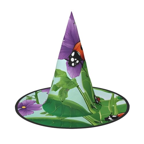YBAOFU Hexenhut für Damen, spitz, faltbar, für Halloween-Party-Dekoration, 1 Stück, Marienkäfer von YBAOFU