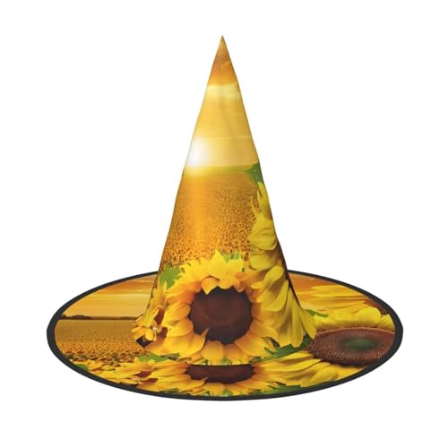 YBAOFU Hexenhut für Damen, spitz, faltbar, für Halloween-Party-Dekoration, 1 Stück, Sonnenblumenfeld YBAOFU Hexenhut für Damen, spitz, faltbar, für Halloween-Party-Dekoration, 1 Stück, Sonnenblumenfeld von YBAOFU