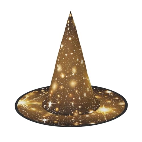 YBAOFU Hexenhut für Damen, spitz, faltbar, für Halloween-Party-Dekoration, 1 Stück, goldfarben von YBAOFU
