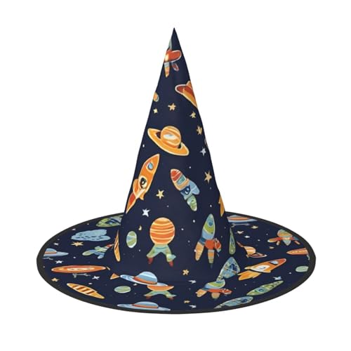 YBAOFU Hexenhut für Damen, spitz, faltbar, für Halloween-Party-Dekoration, 1 Stück, lustige Astronauten-Rakete YBAOFU Hexenhut für Damen, spitz, faltbar, für Halloween-Party-Dekoration, 1 Stück, lustige Astronauten-Rakete von YBAOFU