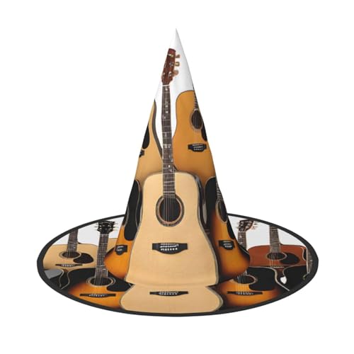 YBAOFU Hexenhut für Damen, spitz, faltbar, für Halloween-Party-Dekoration, 1 Stück, mit Gitarre bedruckt YBAOFU Hexenhut für Damen, spitz, faltbar, für Halloween-Party-Dekoration, 1 Stück, mit Gitarre bedruckt von YBAOFU