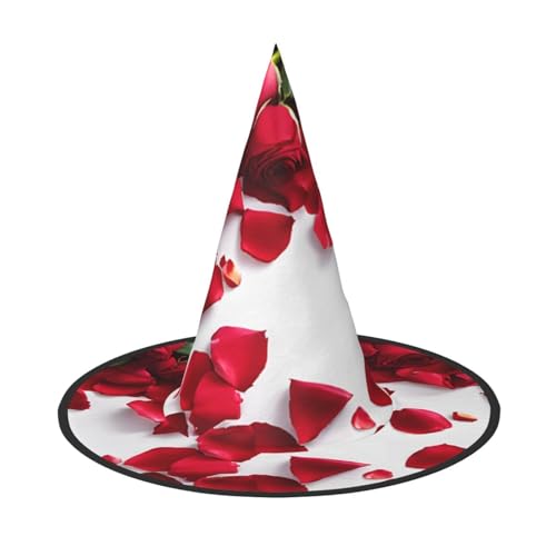 YBAOFU Hexenhut für Damen, spitz, faltbar, für Halloween-Party-Dekoration, 1 Stück, rote Rosenblätter YBAOFU Hexenhut für Damen, spitz, faltbar, für Halloween-Party-Dekoration, 1 Stück, rote Rosenblätter von YBAOFU