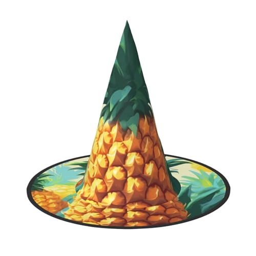 YBAOFU Hexenhut für Damen mit Turmspitze, faltbar, für Halloween-Partydekoration, tropische Ananas, 1 Stück von YBAOFU
