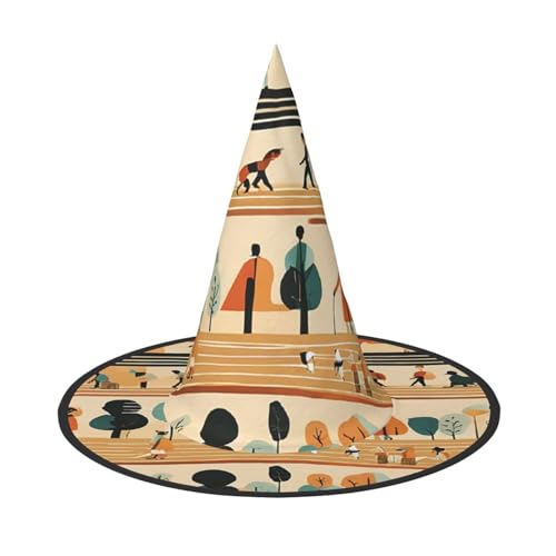 YBAOFU Hexenhut für Damen mit spitzer Spitze, faltbar, für Halloween-Partydekoration, 1 Stück, Boho-Stil, traditionelles afrikanisches Muster YBAOFU Hexenhut für Damen mit spitzer Spitze, faltbar, für Halloween-Partydekoration, 1 Stück, Boho-Stil, traditionelles afrikanisches Muster von YBAOFU
