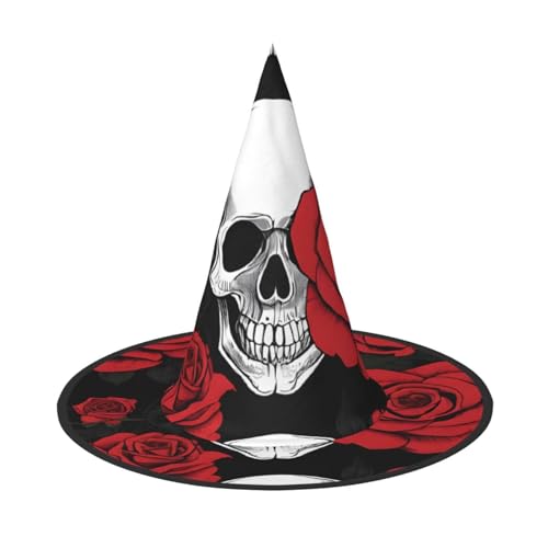 YBAOFU Hexenhut für Damen mit spitzer Turmspitze, Faltbarer Hexenhut für Halloween-Partydekorationen, 1 Stück Halloween Totenkopf von YBAOFU