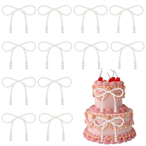 YBEATY 12 Stück weiße Perlenschleifen, Kuchendekoration, cremefarbene Schleifen, Kuchendekorationen, Blumenverpackung, Dekorationen, Schleife, Cupcake-Topper, Partyzubehör für Hochzeit, Braut YBEATY 12 Stück weiße Perlenschleifen, Kuchendekoration, cremefarbene Schleifen, Kuchendekorationen, Blumenverpackung, Dekorationen, Schleife, Cupcake-Topper, Partyzubehör für Hochzeit, Braut von YBEATY