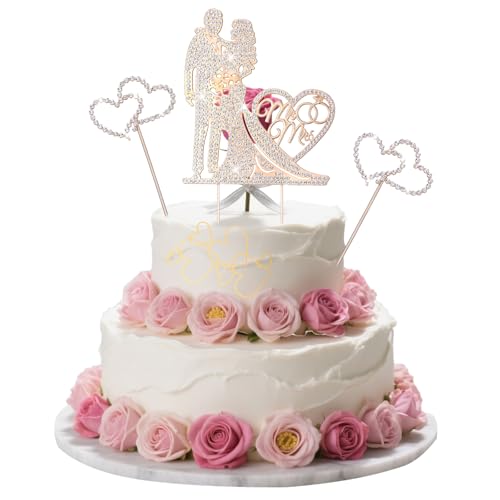 YBEATY 4 Stück Cake Topper Hochzeit Tortendeko Mr. und Mrs. Strass Hochzeitstorte Topper für Braut und Bräutigam herzförmige Tortenaufsätze Hochzeit Braut Bräutigam Brautparty Tortendekorationen YBEATY 4 Stück Cake Topper Hochzeit Tortendeko Mr. und Mrs. Strass Hochzeitstorte Topper für Braut und Bräutigam herzförmige Tortenaufsätze Hochzeit Braut Bräutigam Brautparty Tortendekorationen von YBEATY