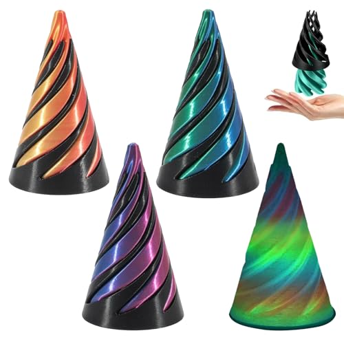 3D Gedrucktes Spiral Cone Fidget Toy 4 Stück Impossible Cone Spiral Cone Decompression Toy Combination Rotating Pyramid Statue Pyramide Skulptur Spiral Cone Fidget Toy Für Kinder und Erwachsene von YBFBSJK