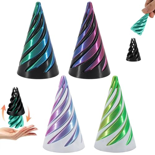 3D Gedrucktes Spiral Cone Fidget Toy 4 Stück Spiral Cone Decompression Toy Spirale Spielzeug Impossible Cone Unmögliche Spiralkegel Pyramide 3D Printed Spiral Ball Fidget Toy Für Erwachsene Und Kinder von YBFBSJK