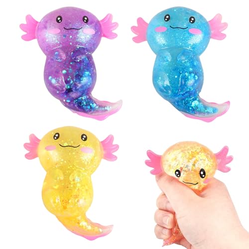 Axolotl Spielzeug 3 Stück Axolotl Stress Relief Squishy Ball Squeeze Toy Stressabbauendes Spielzeug Stress Toy für Kinder und Erwachsene, Squeeze Ball für Party (Zufällige Farbe) von YBFBSJK