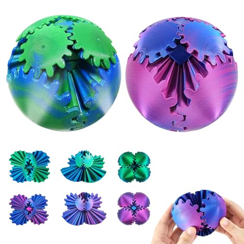 Gear Ball Zahnradball 2 Stück 3D Gedruckter Gear Ball Cube Fidget Toy Fidget Spielzeug Sensorische Spielzeug Steampunk Whirling Wonder Fidget Puzzle Gear Stressball Für Erwachsene und Kinder Geschenk von YBFBSJK