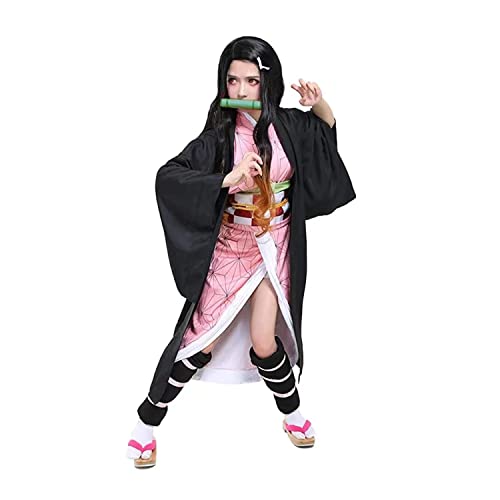 YBLmysh Nezuko Tanjiro Cosplay Kostüm Dämon Shinobu Zenitsu Anime Cosplay Outfit Set Halloween Kleid für Erwachsene Kinder von YBLmysh
