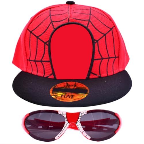 2 Stück Spider Baseball Cap Sonnenbrillen Set,Rot Spider Baseballmütze und Spider Sonnenbrillen Rote Cartoon Sonnenhut Baseballmütze Verstellbarer Baumwolle Sonnenhut Cap für Jungen Mädchen Teenager 2 Stück Spider Baseball Cap Sonnenbrillen Set,Rot Spider Baseballmütze und Spider Sonnenbrillen Rote Cartoon Sonnenhut Baseballmütze Verstellbarer Baumwolle Sonnenhut Cap für Jungen Mädchen Teenager von YCFAIIKG