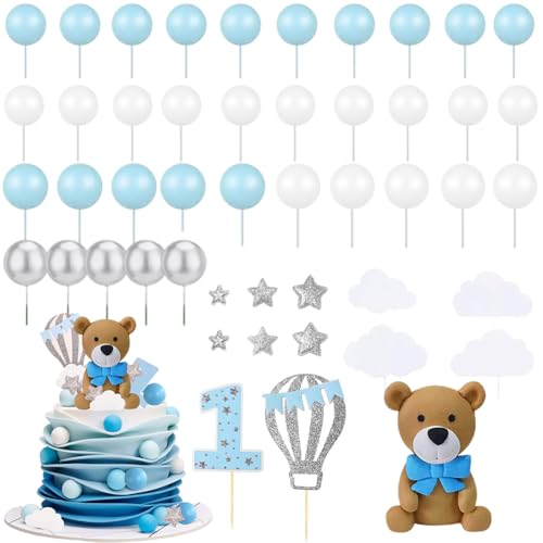 YCFAIIKG Blau Tortendeko Set,33PCS Bären Geburtstag Deko, Blau Kindergeburtstag Deko, Geburtstag Cake Topper, Babyparty Deko Mädchen Junge, Geburtstag for Baby 1 Jahr Geburtstag Deko YCFAIIKG Blau Tortendeko Set,33PCS Bären Geburtstag Deko, Blau Kindergeburtstag Deko, Geburtstag Cake Topper, Babyparty Deko Mädchen Junge, Geburtstag for Baby 1 Jahr Geburtstag Deko von YCFAIIKG
