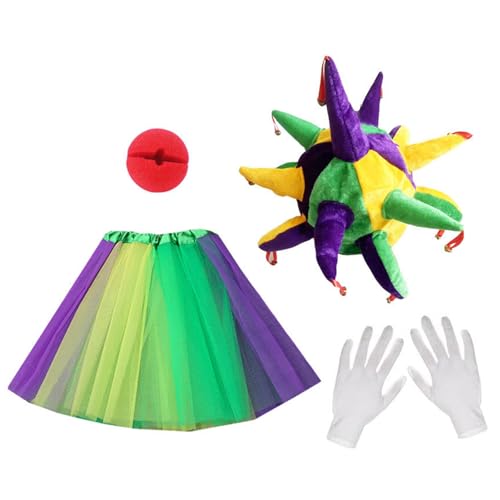 YCHUCH Clown-Hut, Clown-Haarreif, Clownn-Nase, Clown-Rock, Cosplay-Zubehör für Damen, Halloween, Weihnachten, Cosplay, Party YCHUCH Clown-Hut, Clown-Haarreif, Clownn-Nase, Clown-Rock, Cosplay-Zubehör für Damen, Halloween, Weihnachten, Cosplay, Party von YCHUCH
