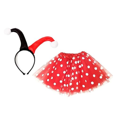 YCHUCH Clown-Hut, Clown-Haarreif, Clownn-Nase, Clown-Rock, Cosplay-Zubehör für Damen, Halloween, Weihnachten, Cosplay, Party YCHUCH Clown-Hut, Clown-Haarreif, Clownn-Nase, Clown-Rock, Cosplay-Zubehör für Damen, Halloween, Weihnachten, Cosplay, Party von YCHUCH