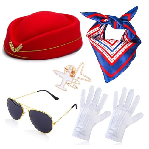 YCHUCH Flugbegleiter-Hut für Kinder und Erwachsene, Luftparty, Cosplay, Kostüm, Stewardess-Hut für Halloween von YCHUCH