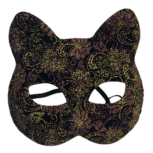 YCHUCH Katzengesichtsmaskerade, halbes Gesicht, Halloween-Tierkostüm für Damen und Herren, Halloween-Maskerade YCHUCH Katzengesichtsmaskerade, halbes Gesicht, Halloween-Tierkostüm für Damen und Herren, Halloween-Maskerade von YCHUCH