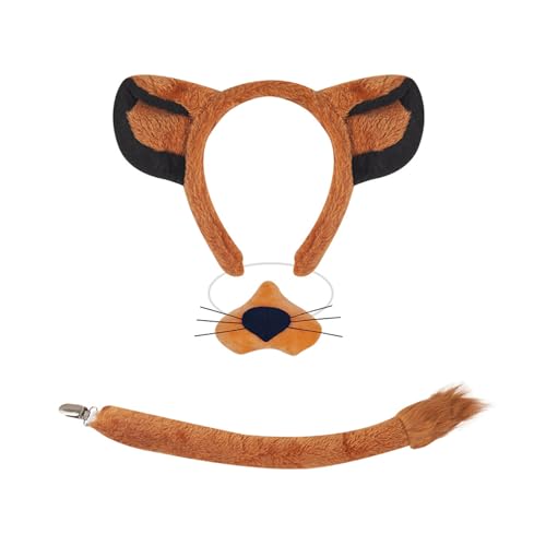 YCHUCH Kinder Tierkostüm Set Mit Stirnband Schwanz Bowtie Nase Rock Halloween Cosplay Outfit Kid Animal Kostüm Accessoire von YCHUCH