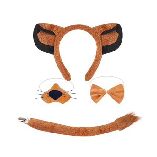 YCHUCH Kinder Tierkostüm Set Mit Stirnband Schwanz Bowtie Nase Rock Halloween Cosplay Outfit Kid Animal Kostüm Accessoire von YCHUCH