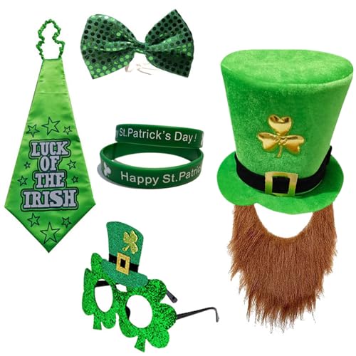 YCHUCH Shamrock Beard Hat Kostüm Set Für Stpatrick Day Holiday Requisis Irish National Day Celebration Bowtie Festival Supply YCHUCH Shamrock Beard Hat Kostüm Set Für Stpatrick Day Holiday Requisis Irish National Day Celebration Bowtie Festival Supply von YCHUCH
