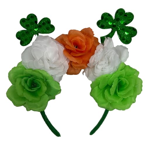 YCHUCH StPatricks Festival Celebration Stirnband Party Pailletten Kleeblatt Blume Haarreifen Party Stirnband Irisches Haar von YCHUCH