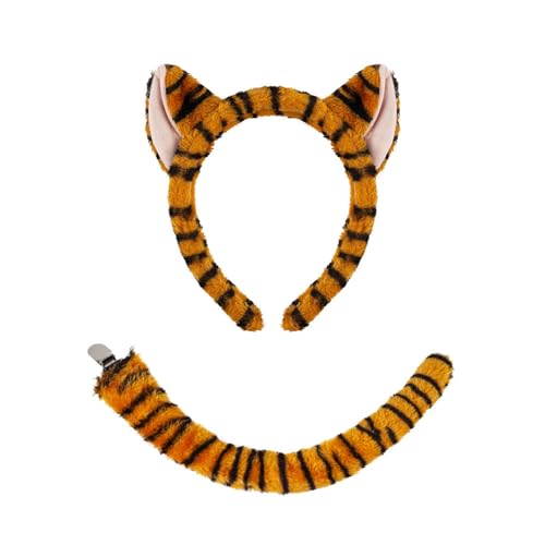 YCHUCH Tierkostüme Set Tigre Kostümzubehör Mit Tigre Ears Stirnband Schwanz Bowtie Für Weihnacht Halloween Cosplay Party von YCHUCH