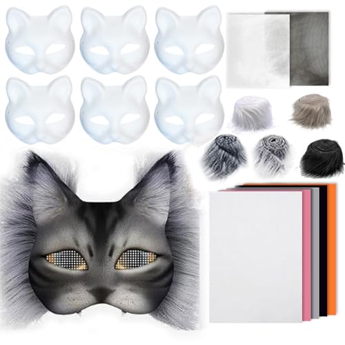 YCHUCH Unbemaltte Maskeraden Masken Katzen Gesichtsmasken Set Einschließlich Pelziger Stoff Trim Net Stoffklebstoff Für Halloween Party YCHUCH Unbemaltte Maskeraden Masken Katzen Gesichtsmasken Set Einschließlich Pelziger Stoff Trim Net Stoffklebstoff Für Halloween Party von YCHUCH