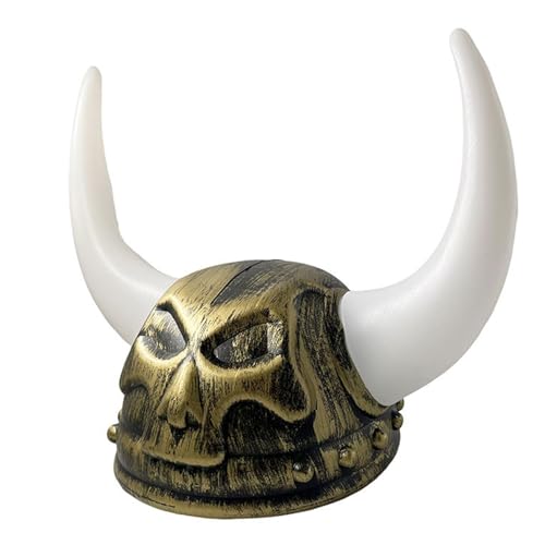 YCHUCH Warrrior Wikingerhelme mit Hörnern Mittelalter Wikinger Alter Gehörnte Wikinger Helme Berserker Soldat Warrrior Hut Sallet von YCHUCH