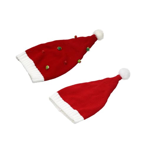 YCHUCH Weihnachtskopfbedeckungskappen Verdicken Strick Perfekt Für Die Feiertage Farbenfrohe Outfits Für Cosplay Santa Strick von YCHUCH